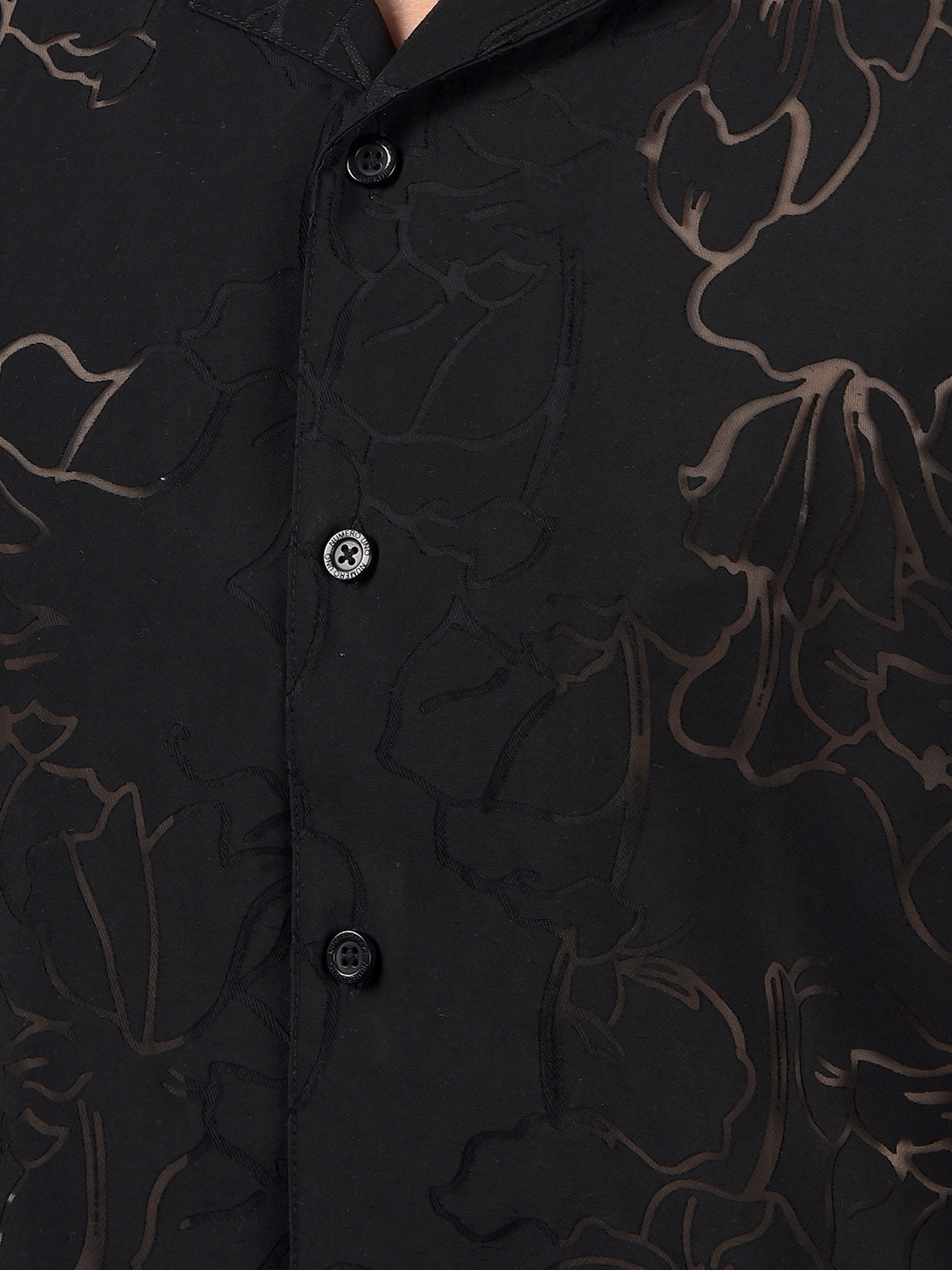 Numero Uno Men Floral Print Black Shirt